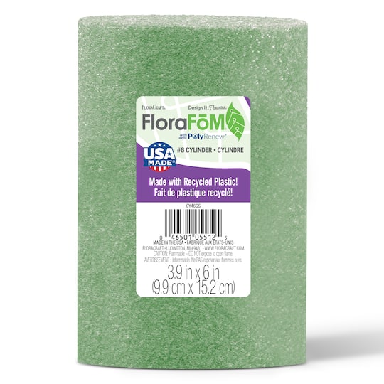 FloraCraft® FloraFōM 4" x 6" Green Foam Cylinder